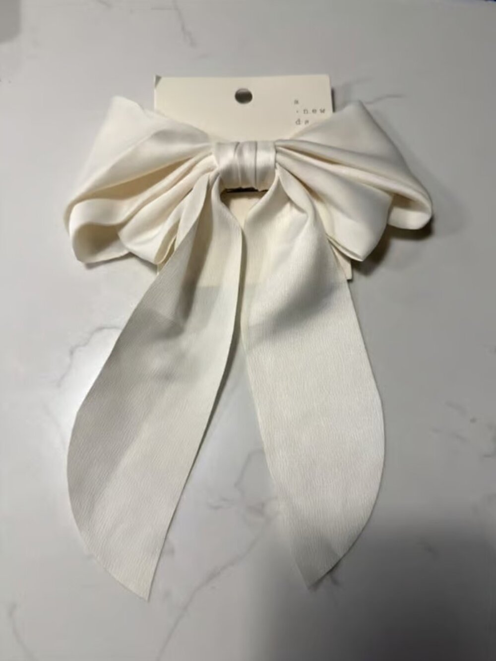 A New Day Satin Bow Hair Barrette Cream